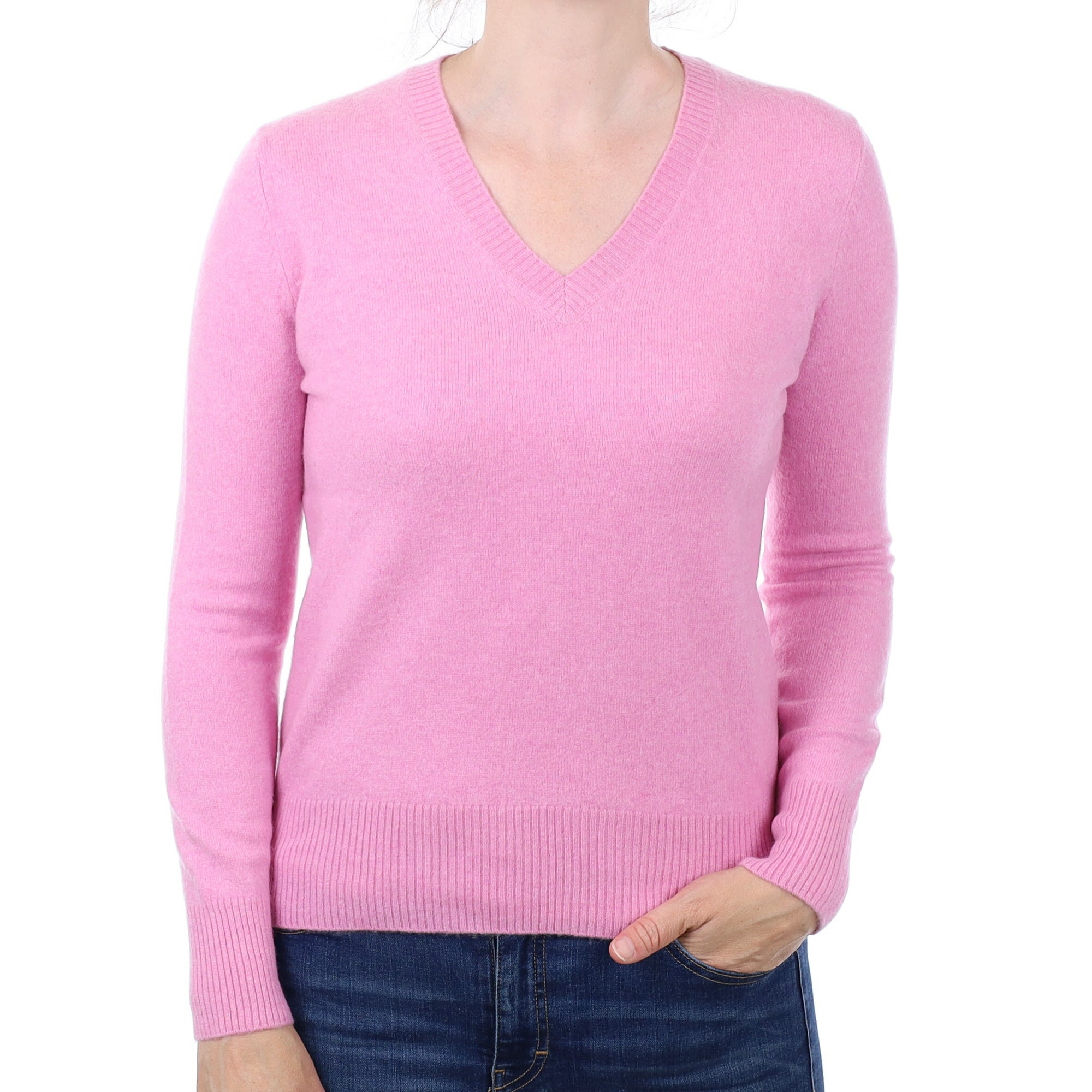 Sugar Mouse Pink Cashmere V Neck Jumper Small