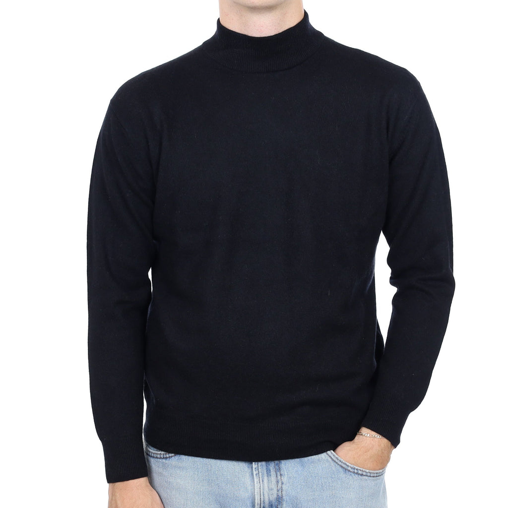 Men's Black Cashmere Turtle Neck Jumper Large