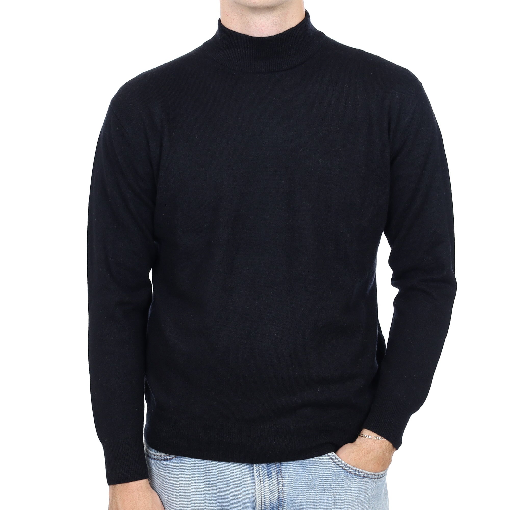 Men's Black Cashmere Turtle Neck Jumper Large