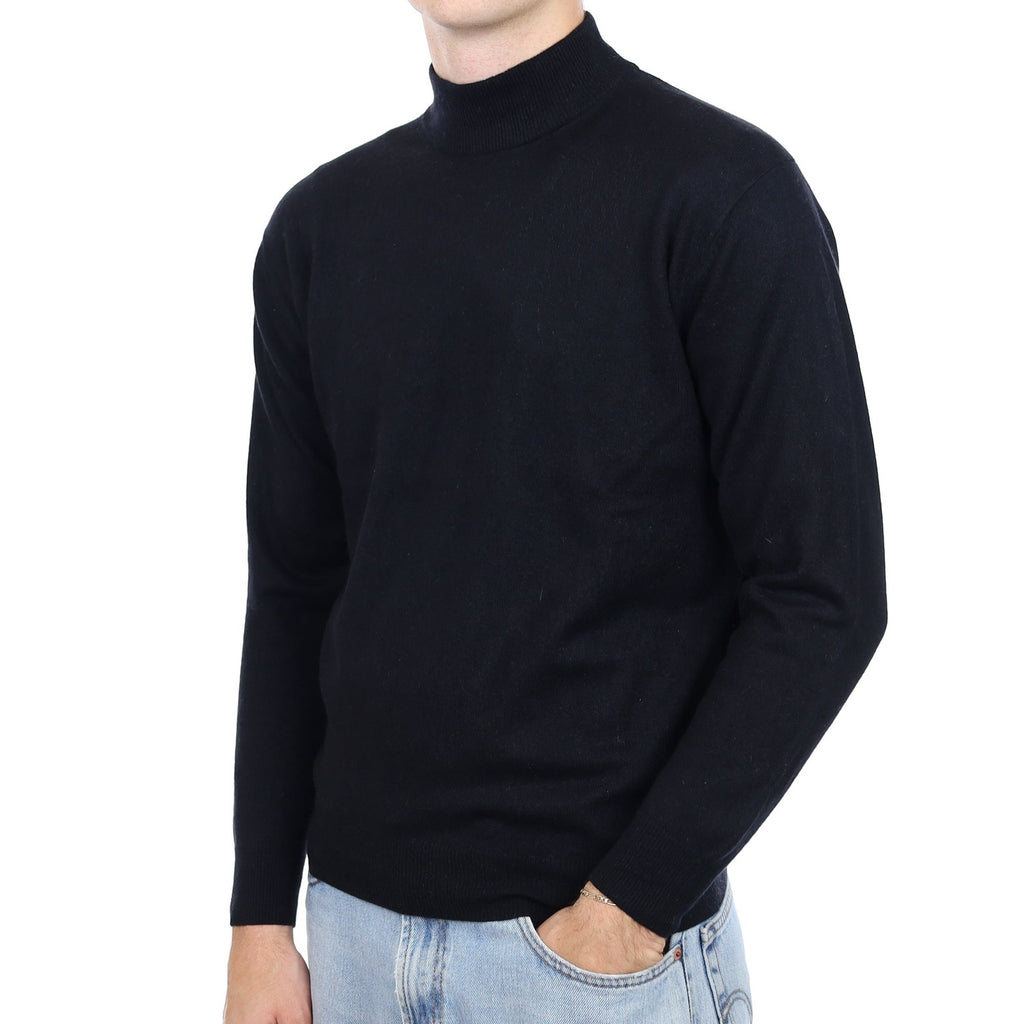 Men's Black Cashmere Turtle Neck Jumper Large