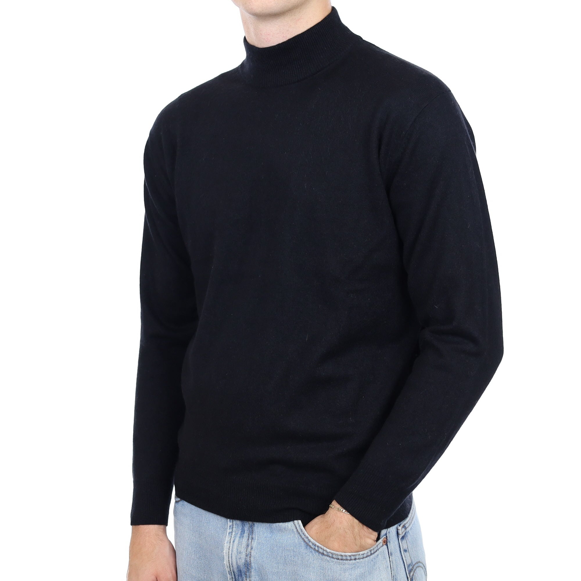 Men's Black Cashmere Turtle Neck Jumper Large