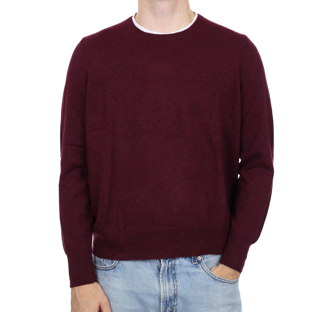 Men's Mulberry Red Marl Cashmere Crew Neck Jumper Large