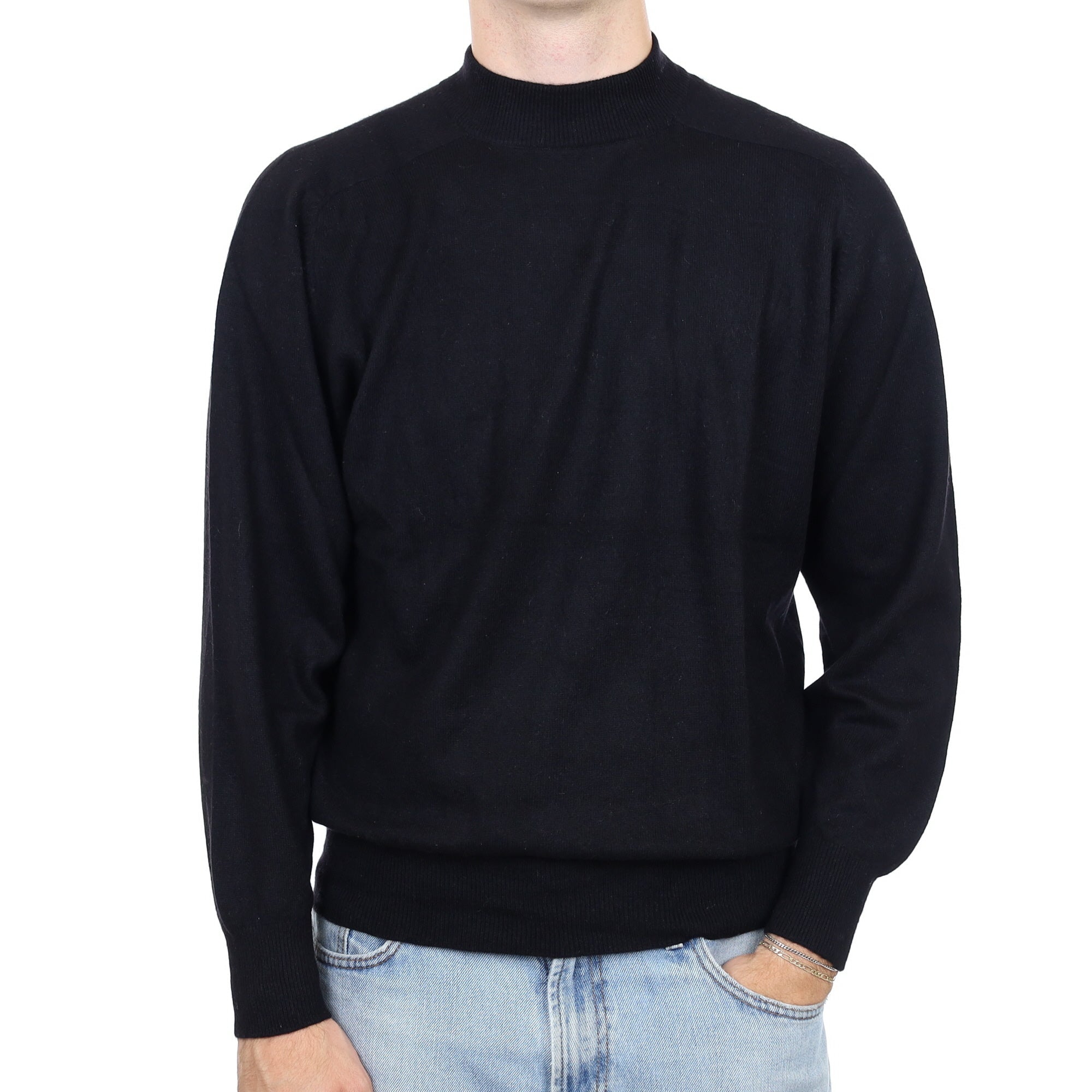 Men's Black Cashmere Turtle Neck Jumper Large
