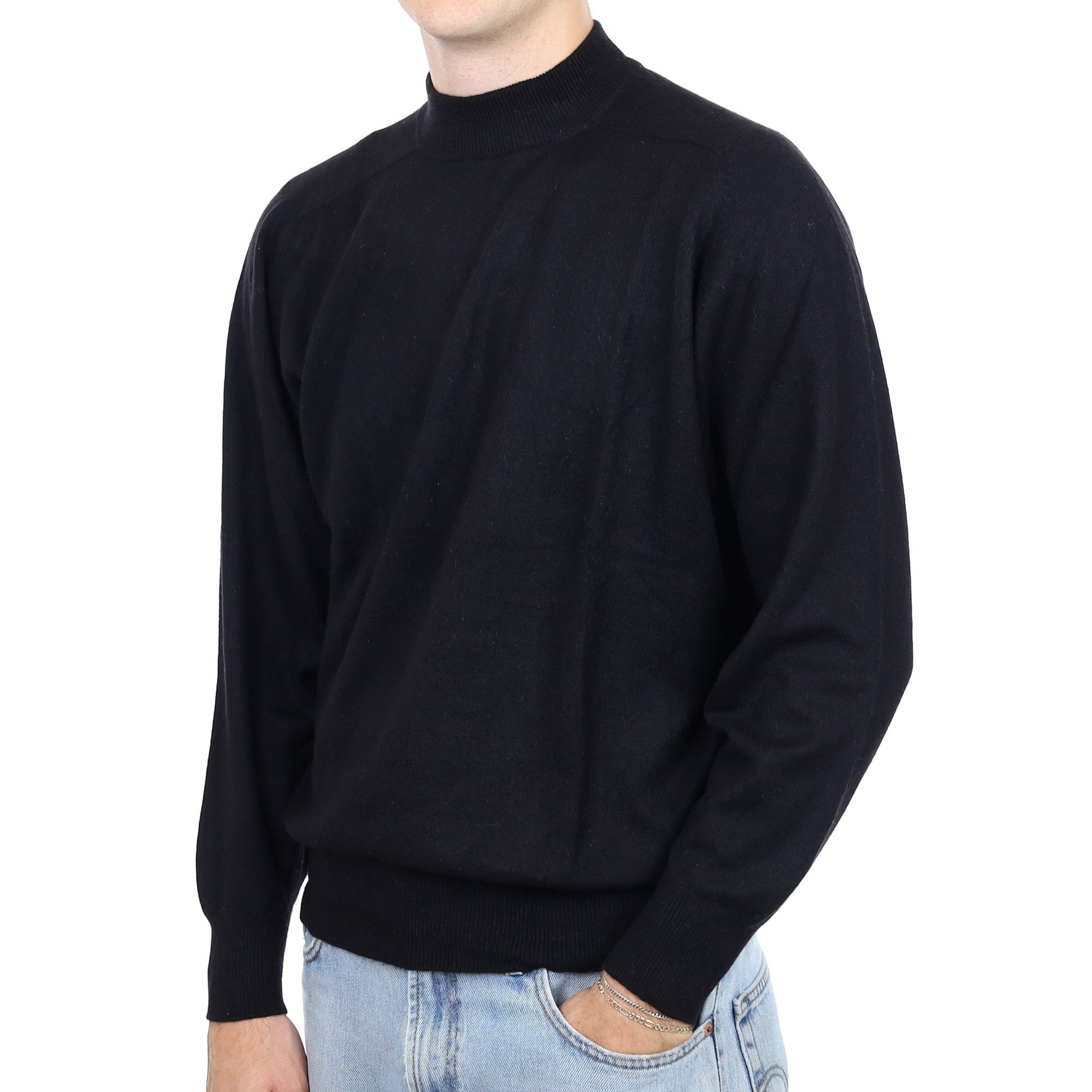 Men's Black Cashmere Turtle Neck Jumper Large