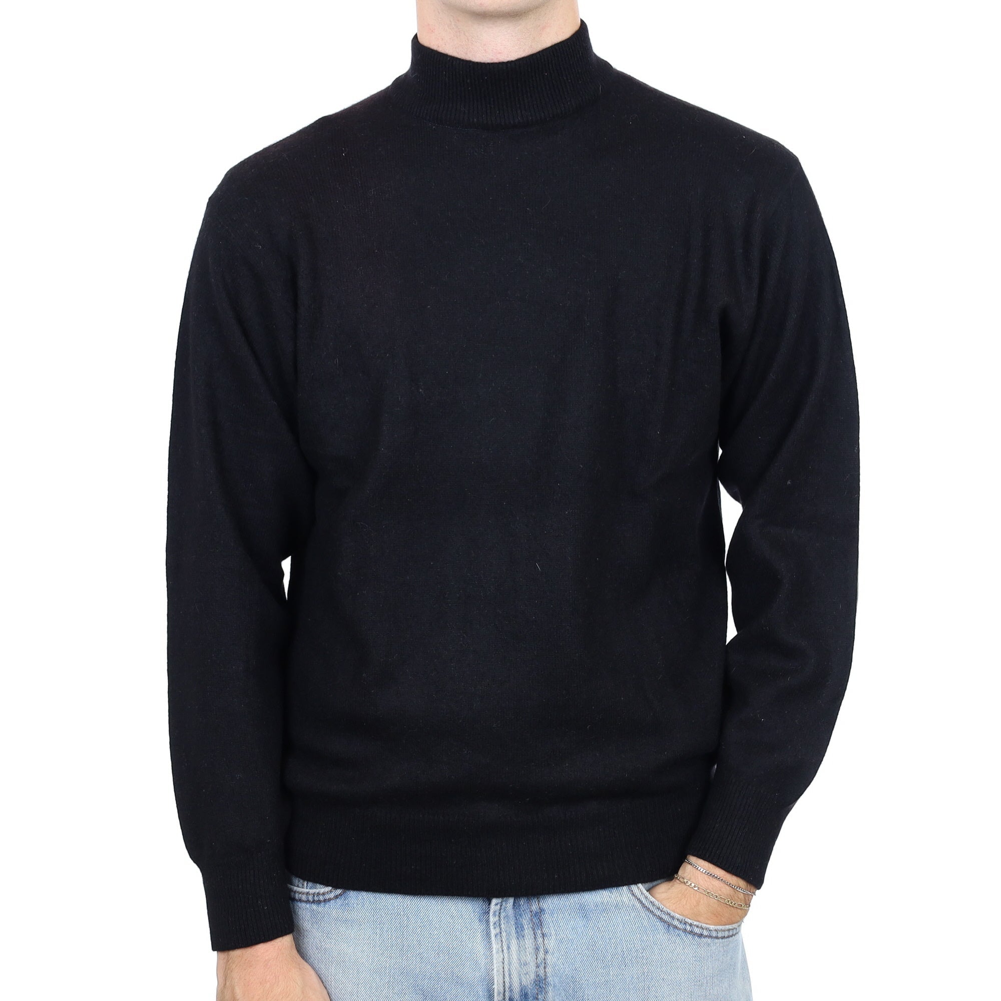 Men's Black Cashmere Turtle Neck Jumper Large