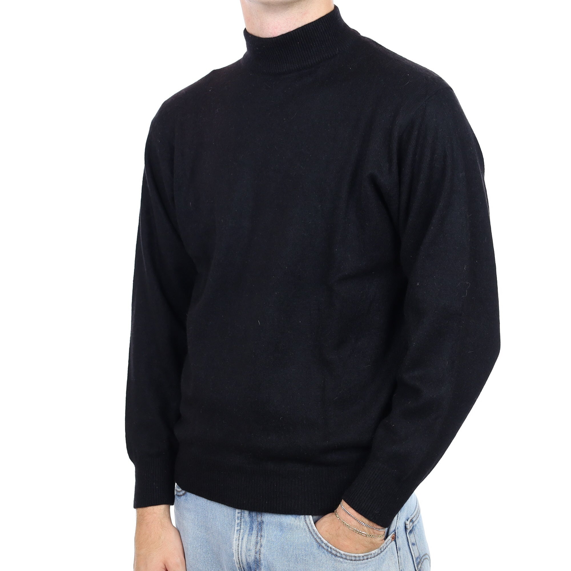Men's Black Cashmere Turtle Neck Jumper Large
