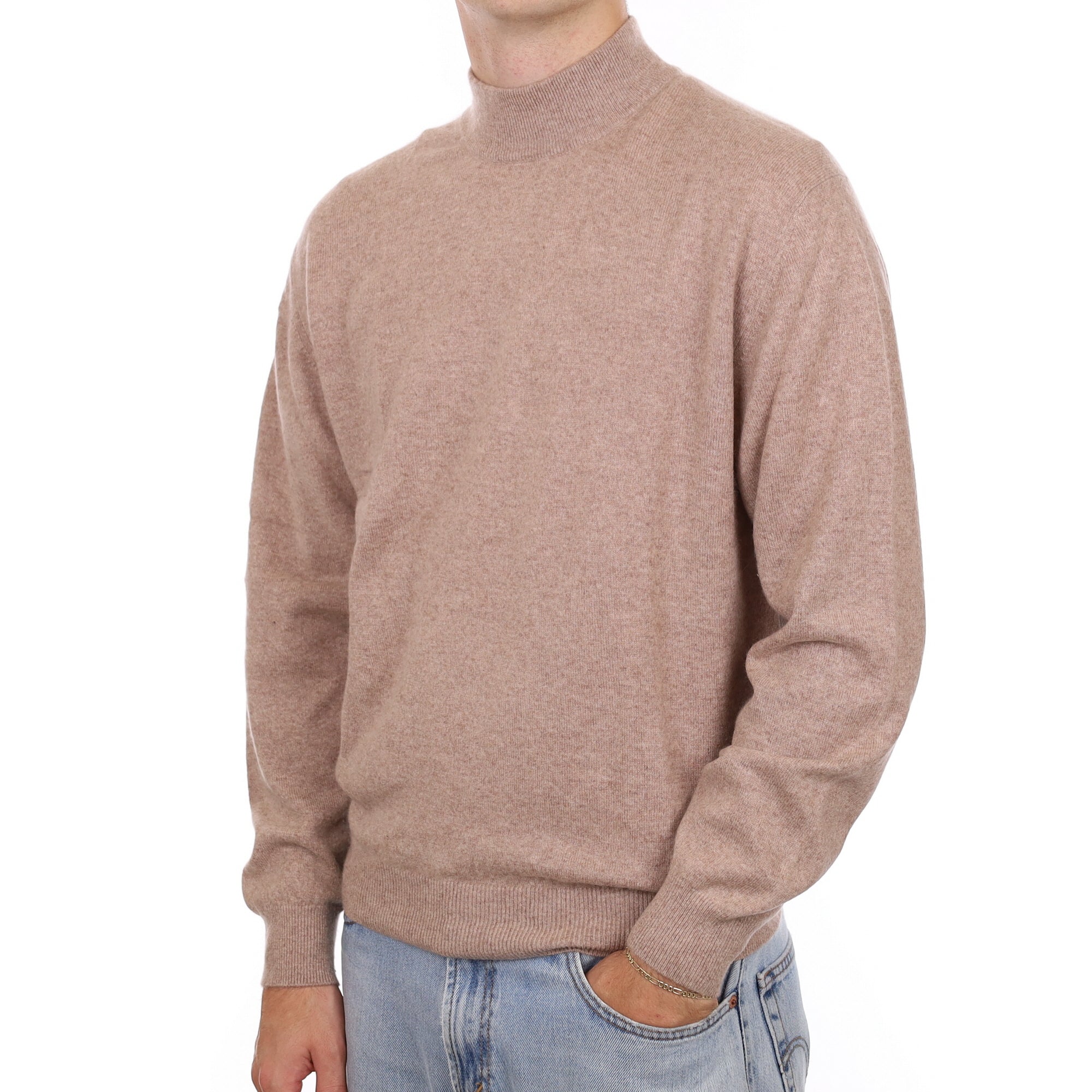 Men's Mink Cashmere Turtle Neck Jumper Large