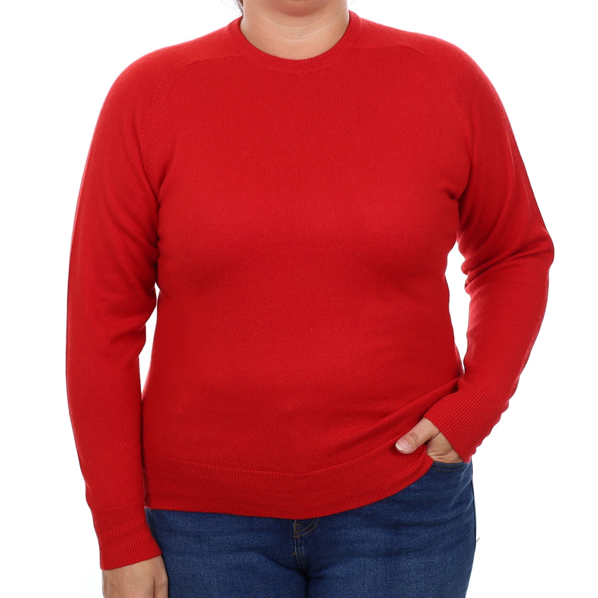 Spanish Red Cashmere Crew Neck Jumper Large