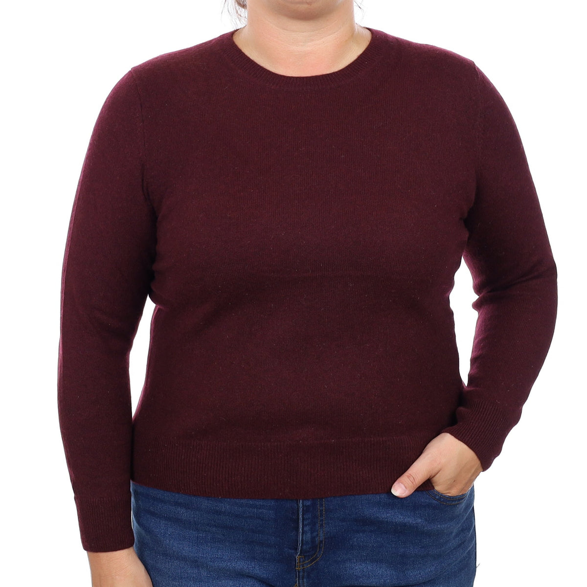 Port Red Cashmere Crew Neck Jumper Large