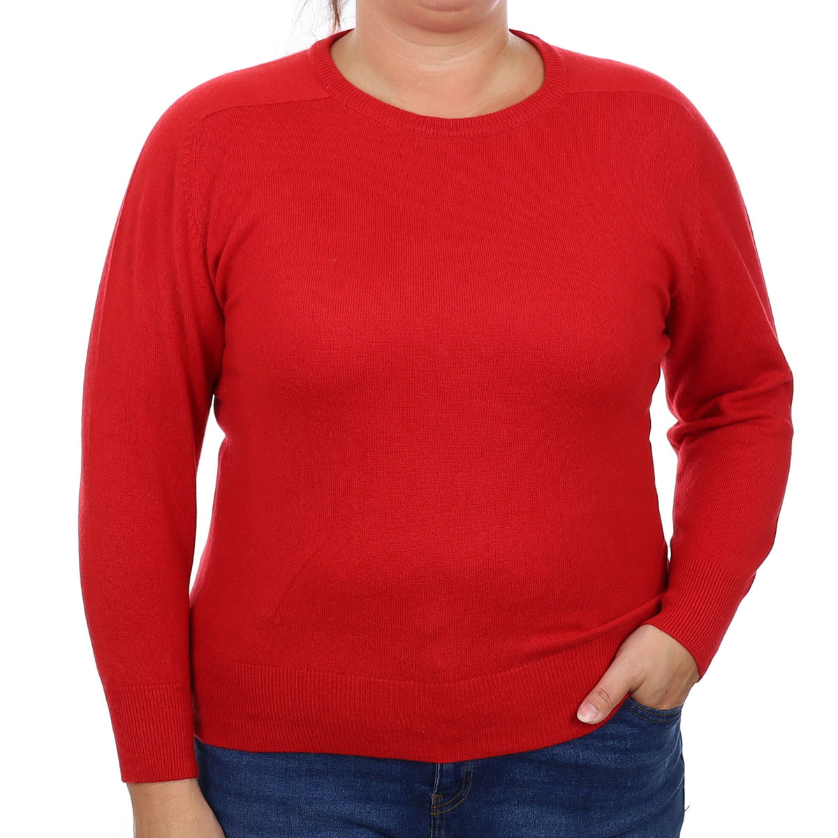 Spanish Red Cashmere Crew Neck Jumper Large