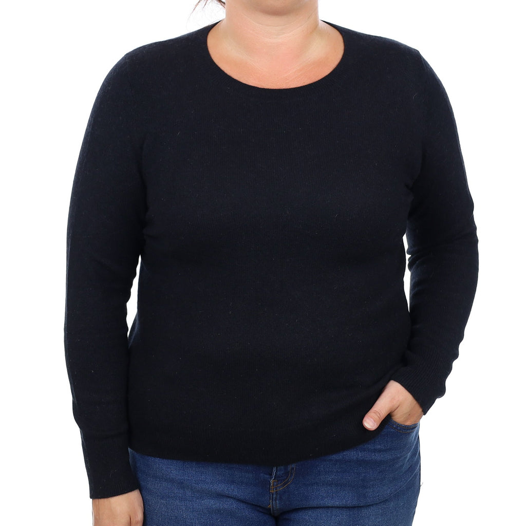 Black Cashmere Crew Neck Jumper Large