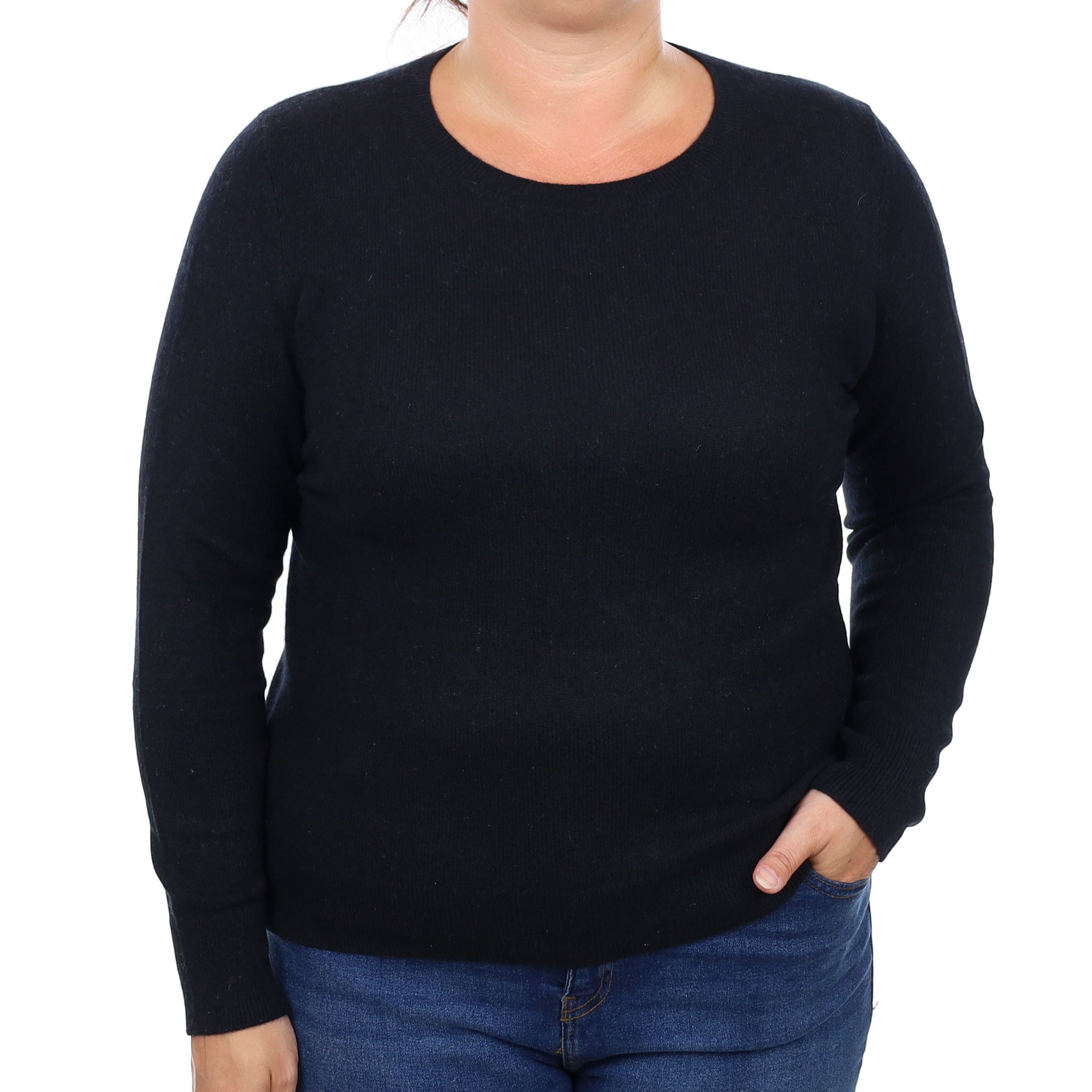 Black Cashmere Crew Neck Jumper Large