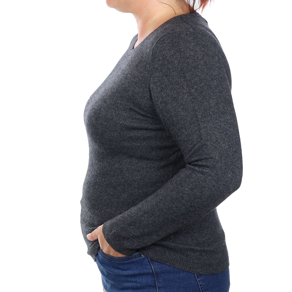 Charcoal Grey Cashmere Crew Neck Jumper Large