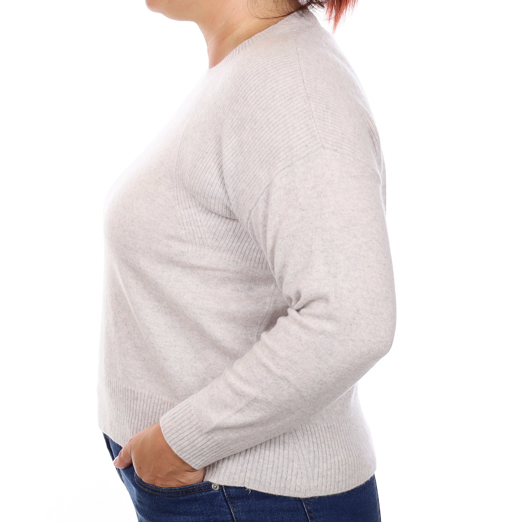 Frost Grey Cashmere Crew Neck Jumper Large