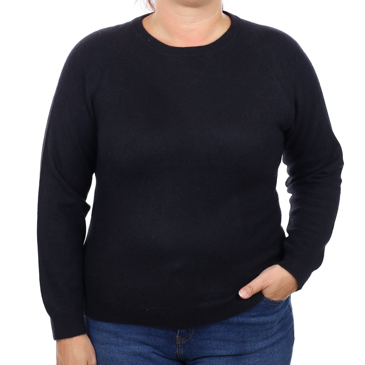 Black Cashmere Crew Neck Jumper Large