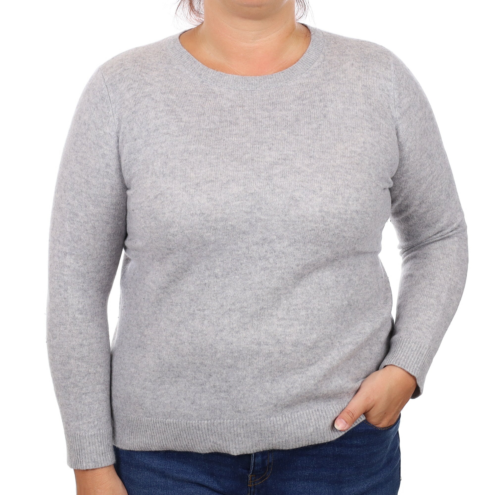 Smoke Grey Cashmere Crew Neck Jumper Large