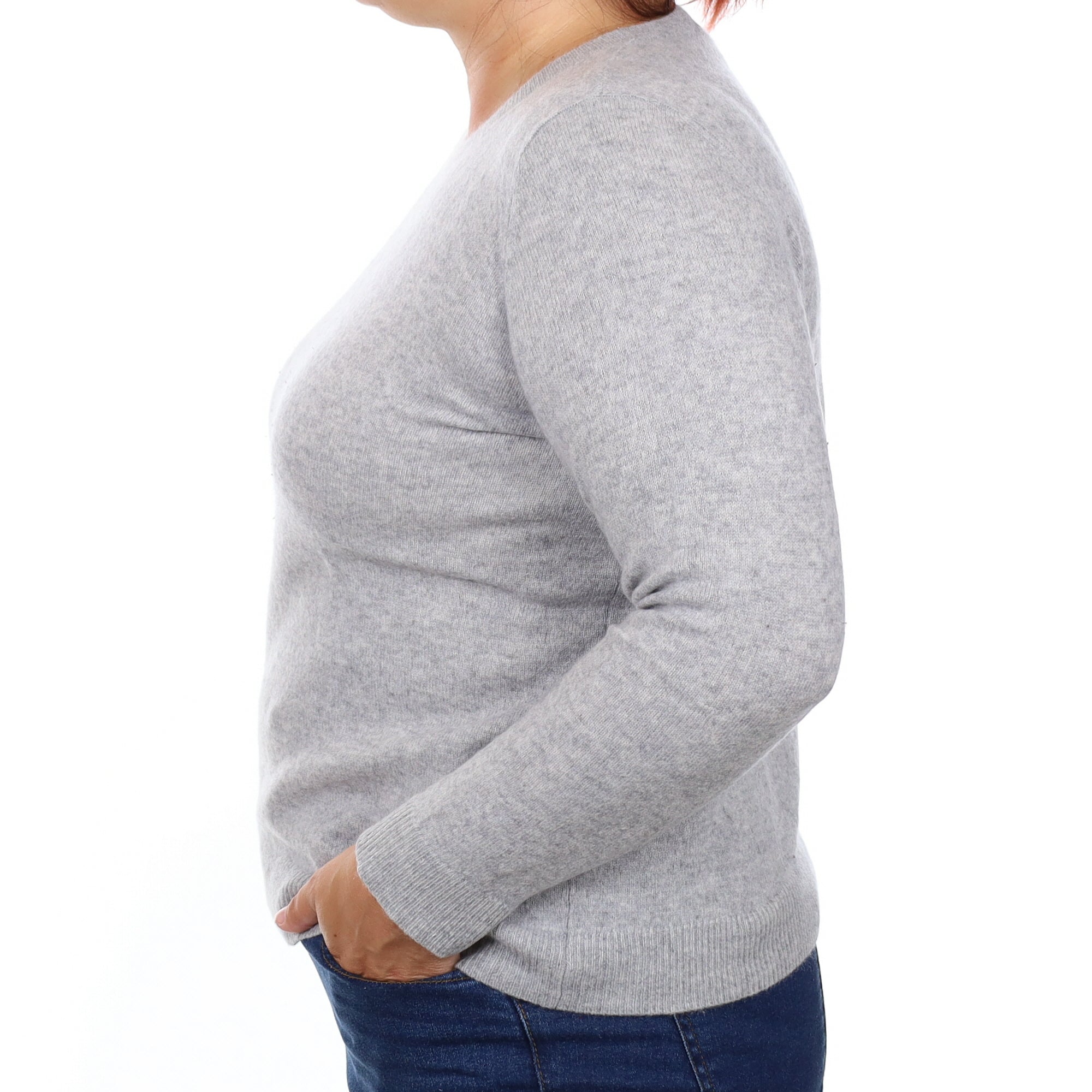 Smoke Grey Cashmere Crew Neck Jumper Large