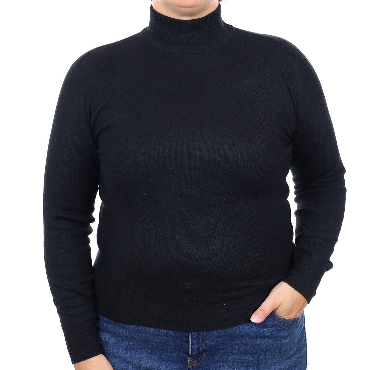 Black Cashmere Turtleneck Jumper Large