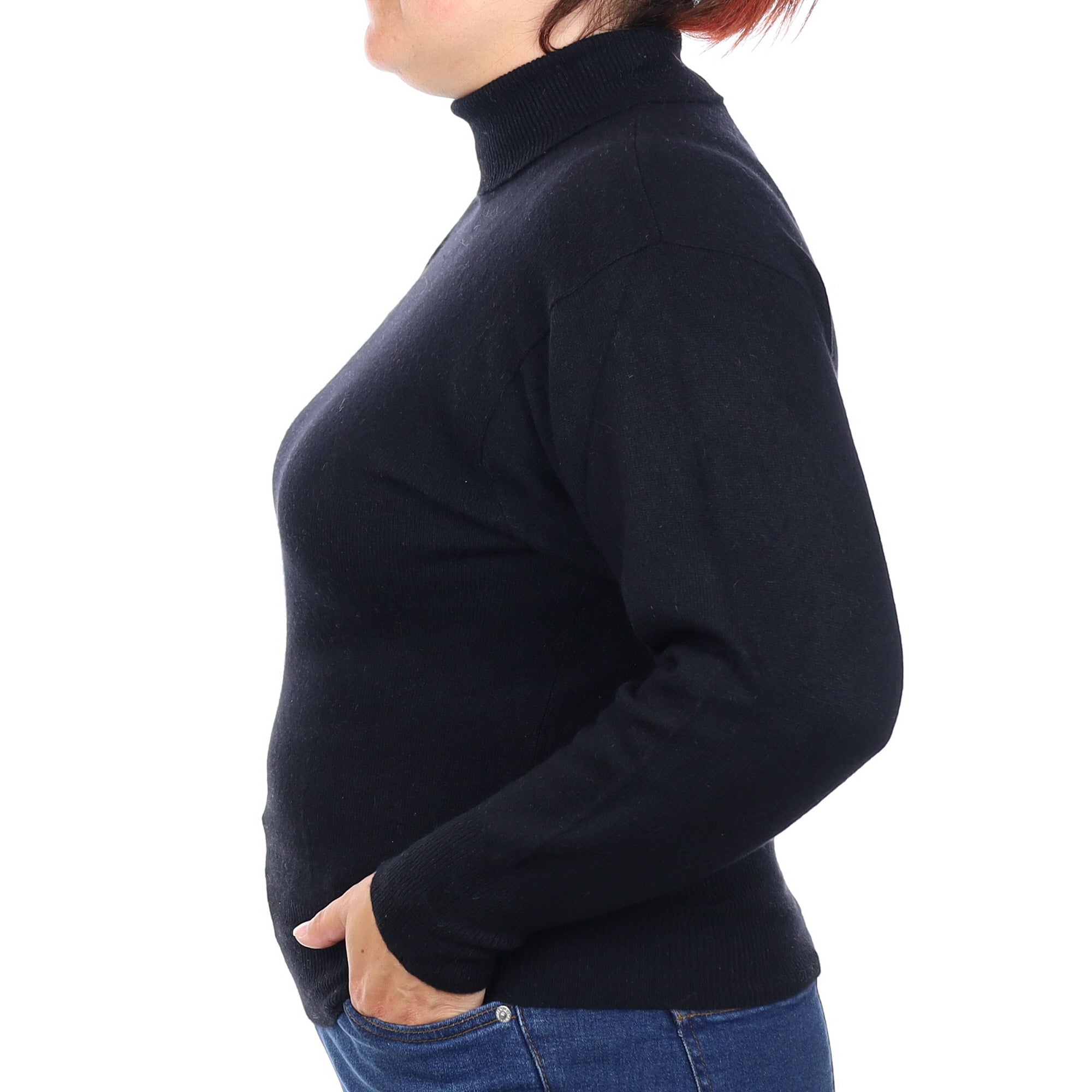 Black Cashmere Polo Neck Jumper Large