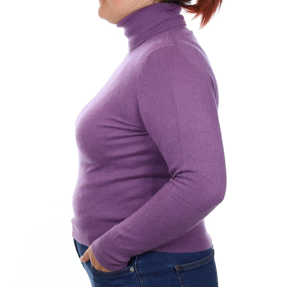 Dusky Purple Cashmere Polo Neck Jumper Large