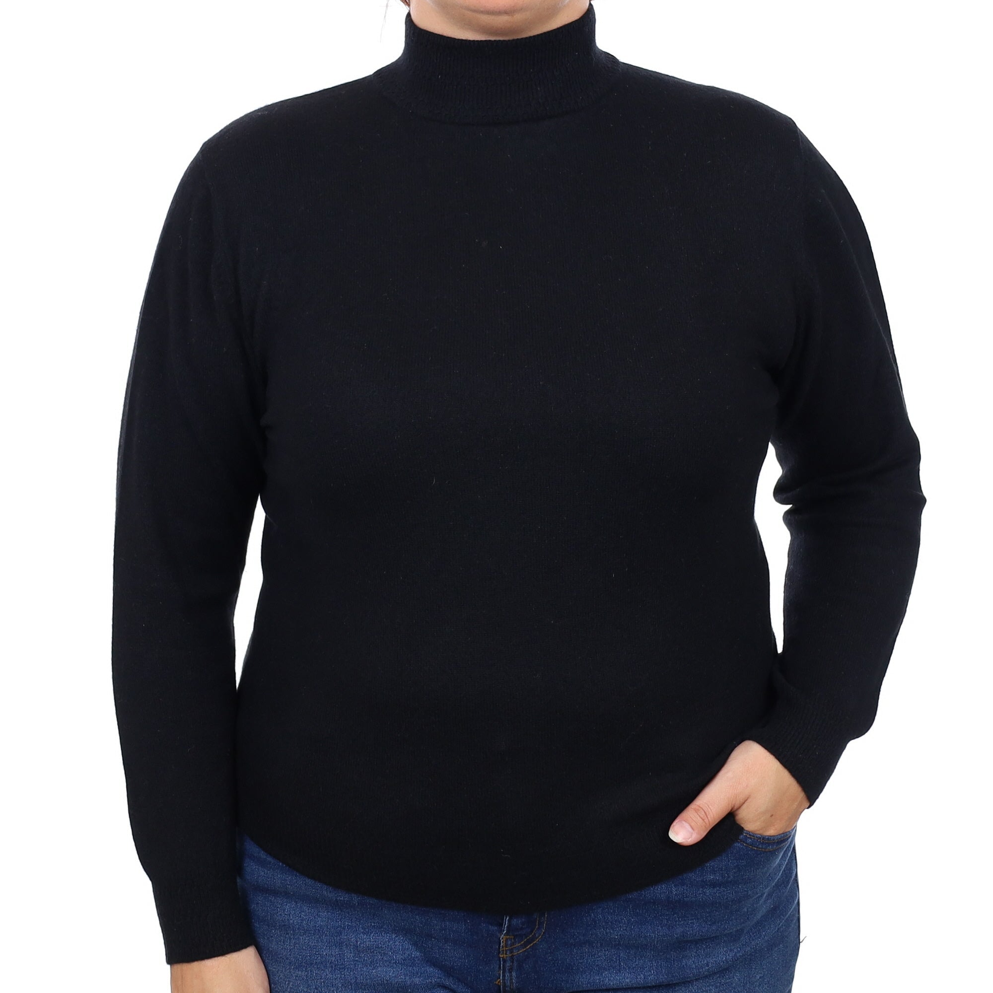 Black Cashmere Turtleneck Jumper Large