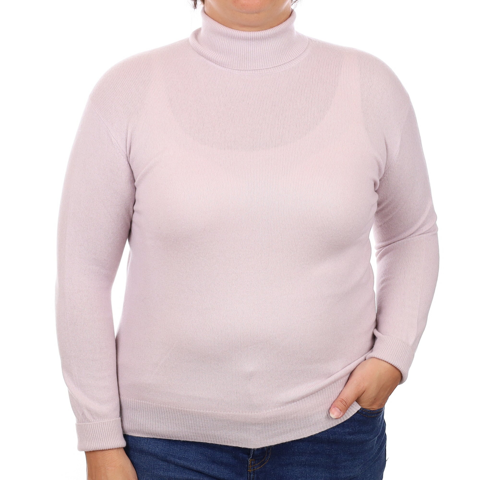 Palest Purple Cashmere Polo Neck Jumper Large