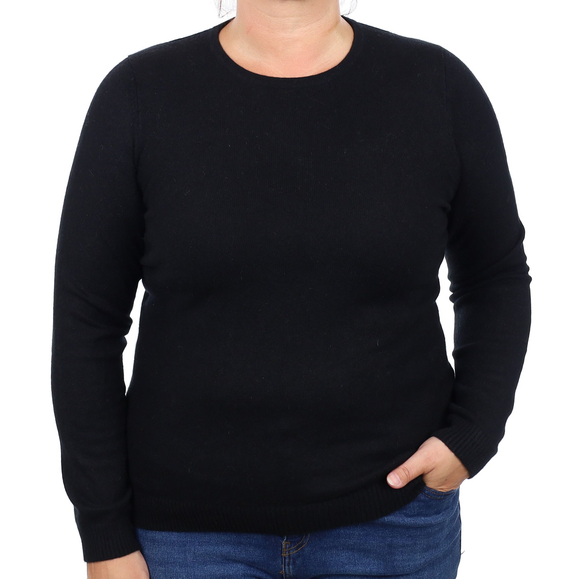 Black Cashmere Crew Neck Jumper Large