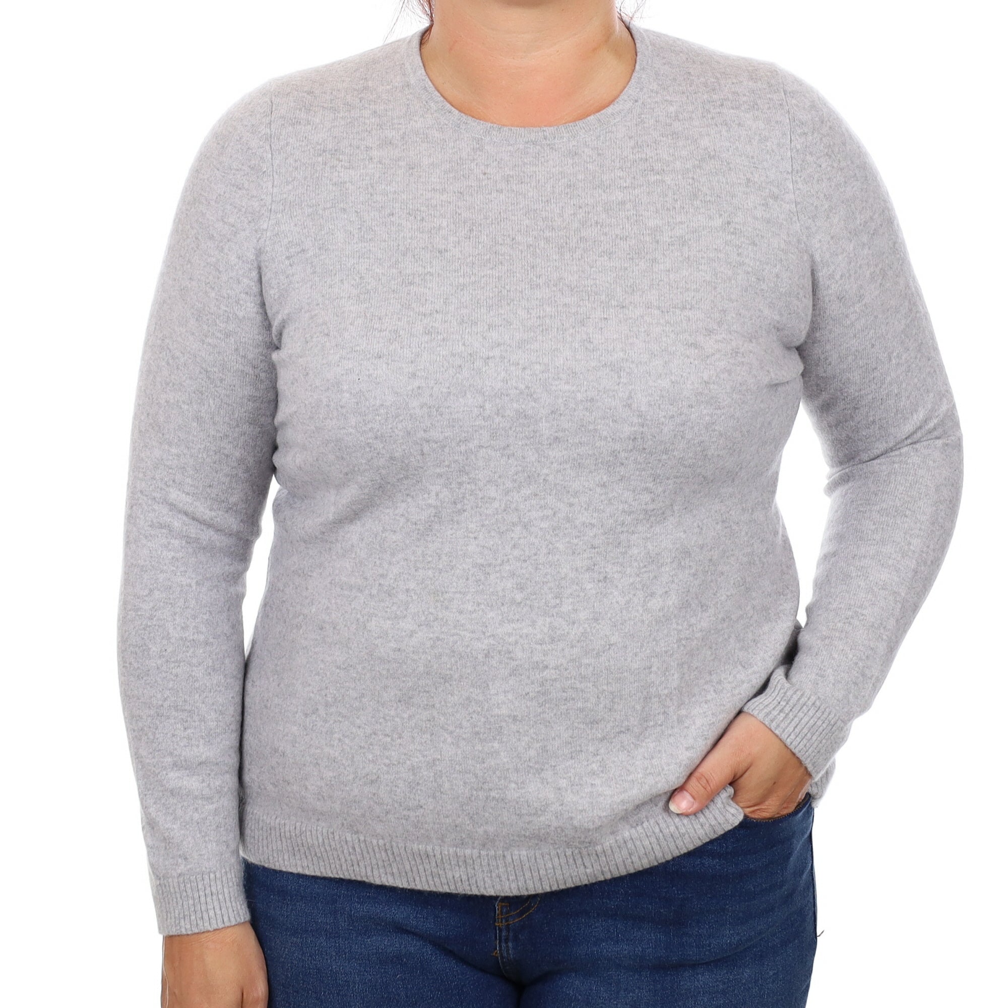 Smoke Grey Cashmere Crew Neck Jumper Large