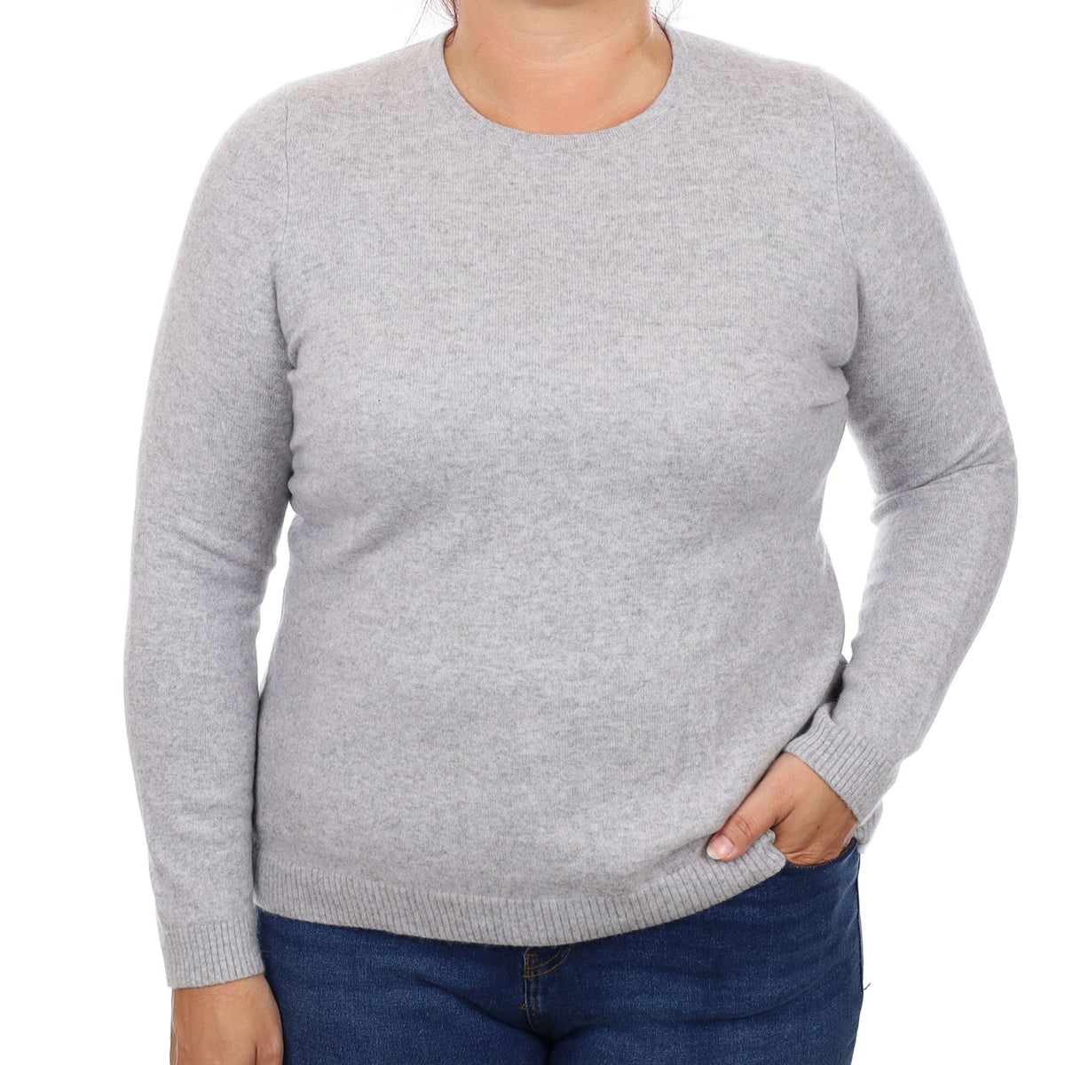 Smoke Grey Cashmere Crew Neck Jumper Large