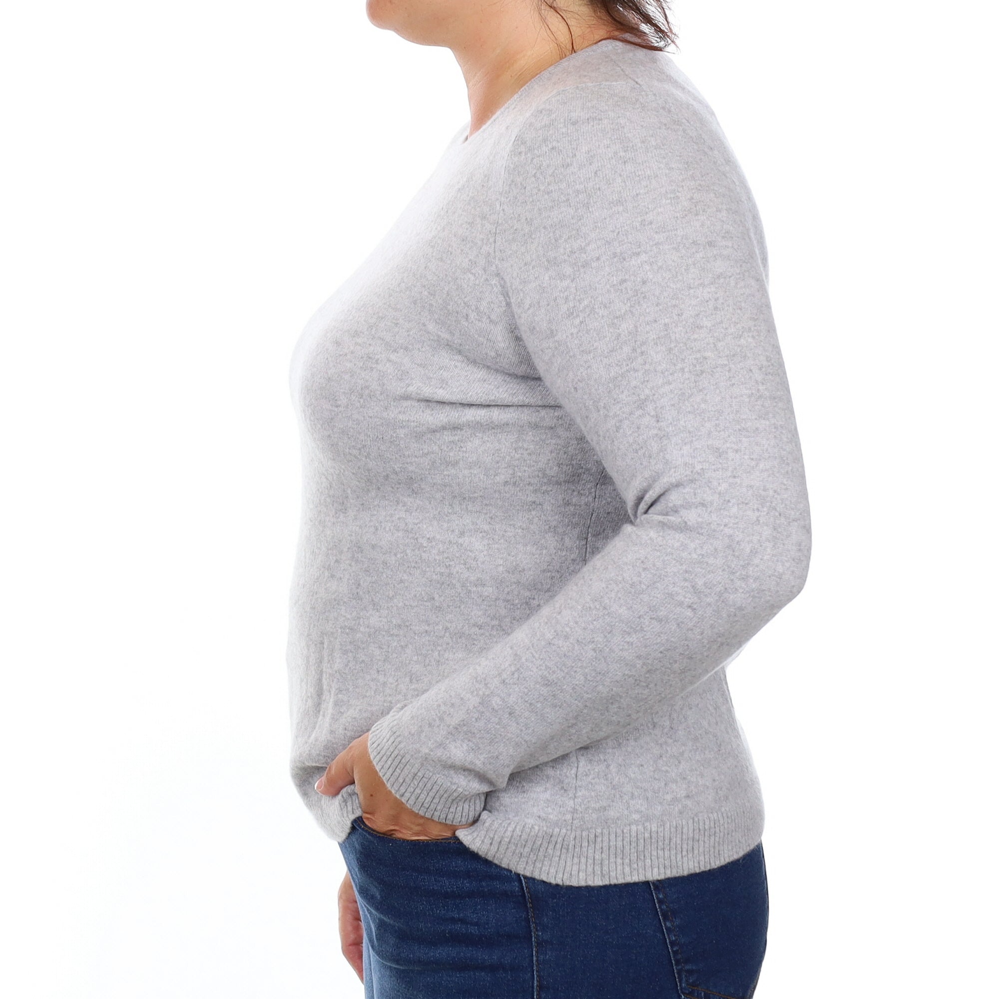 Smoke Grey Cashmere Crew Neck Jumper Large
