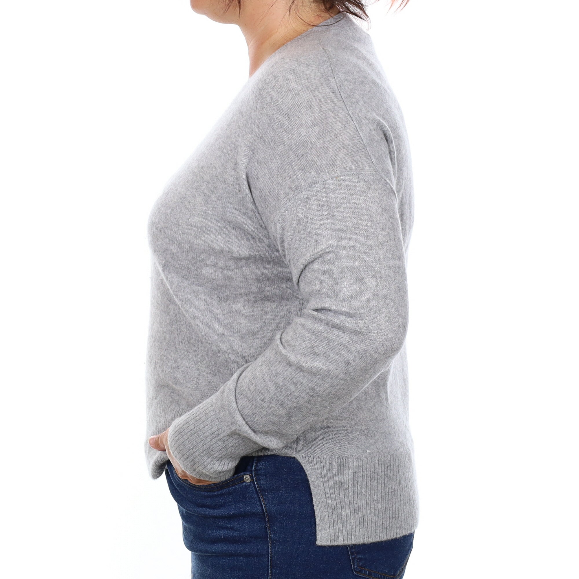 Smoke Grey Star Cashmere Boxy Crew Neck Jumper Large