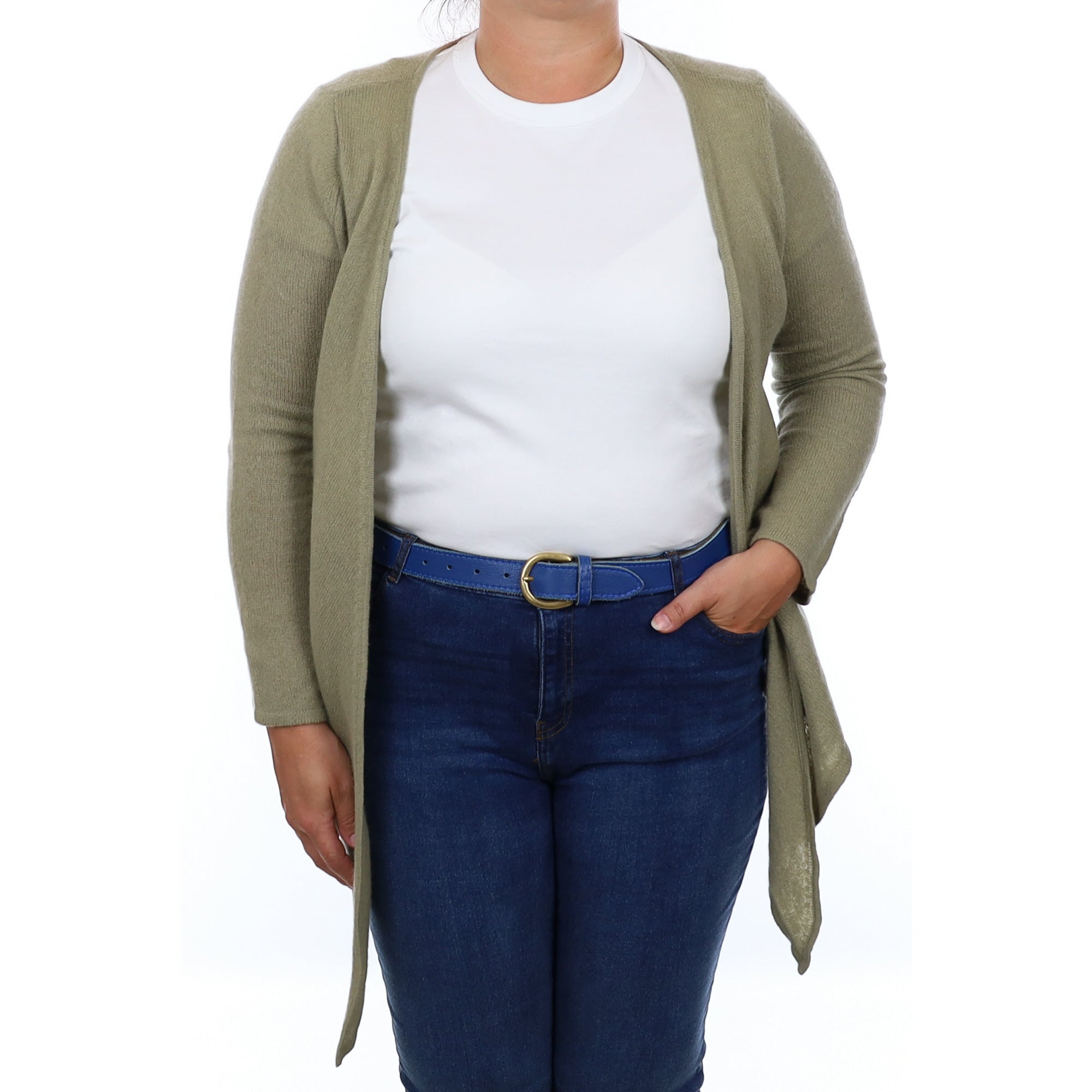 Sage Green Cashmere Tie Front Cardigan Large