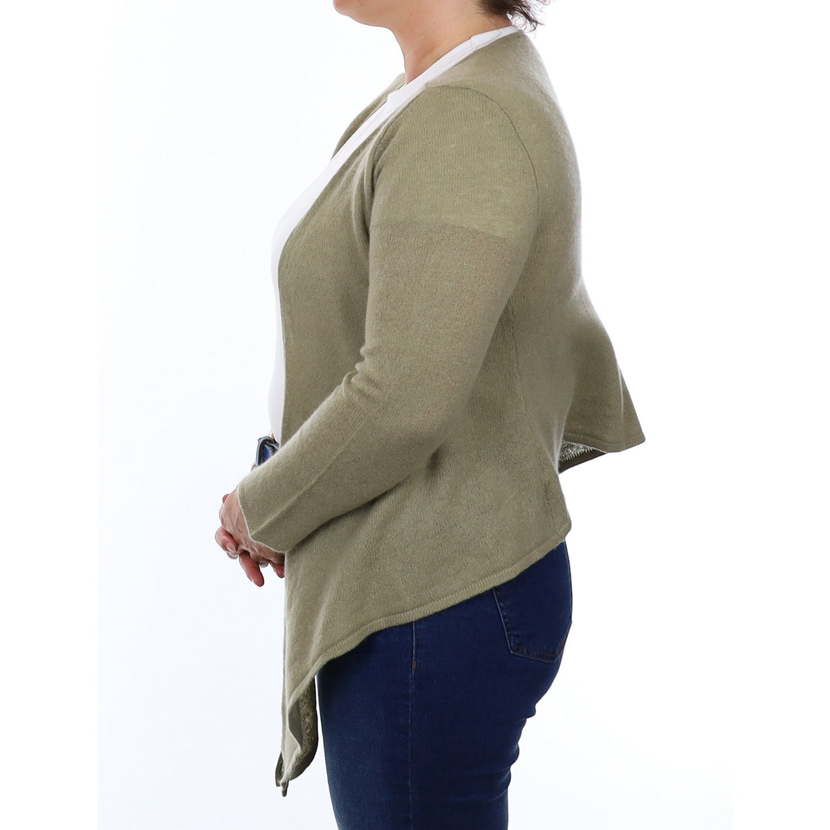 Sage Green Cashmere Tie Front Cardigan Large