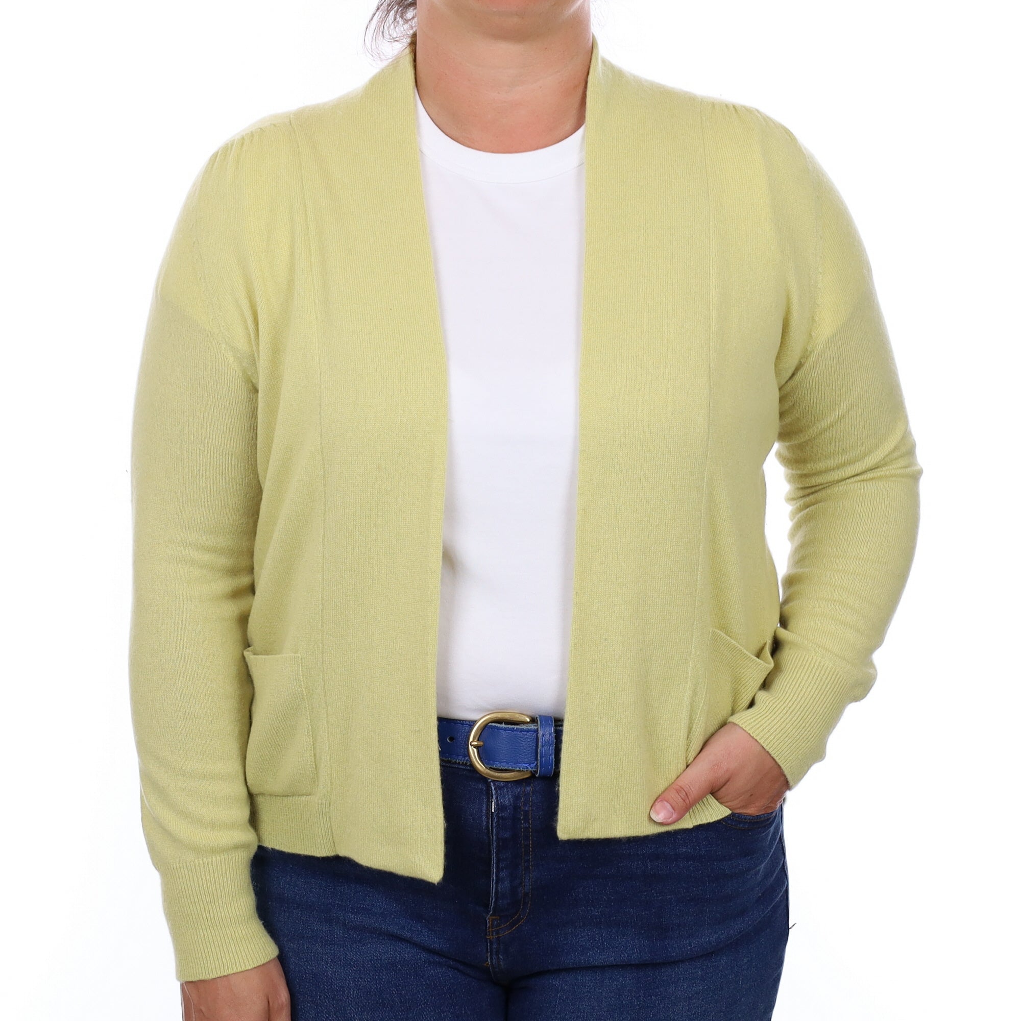 Pistachio Green Edge to Edge Cashmere Cardigan Large