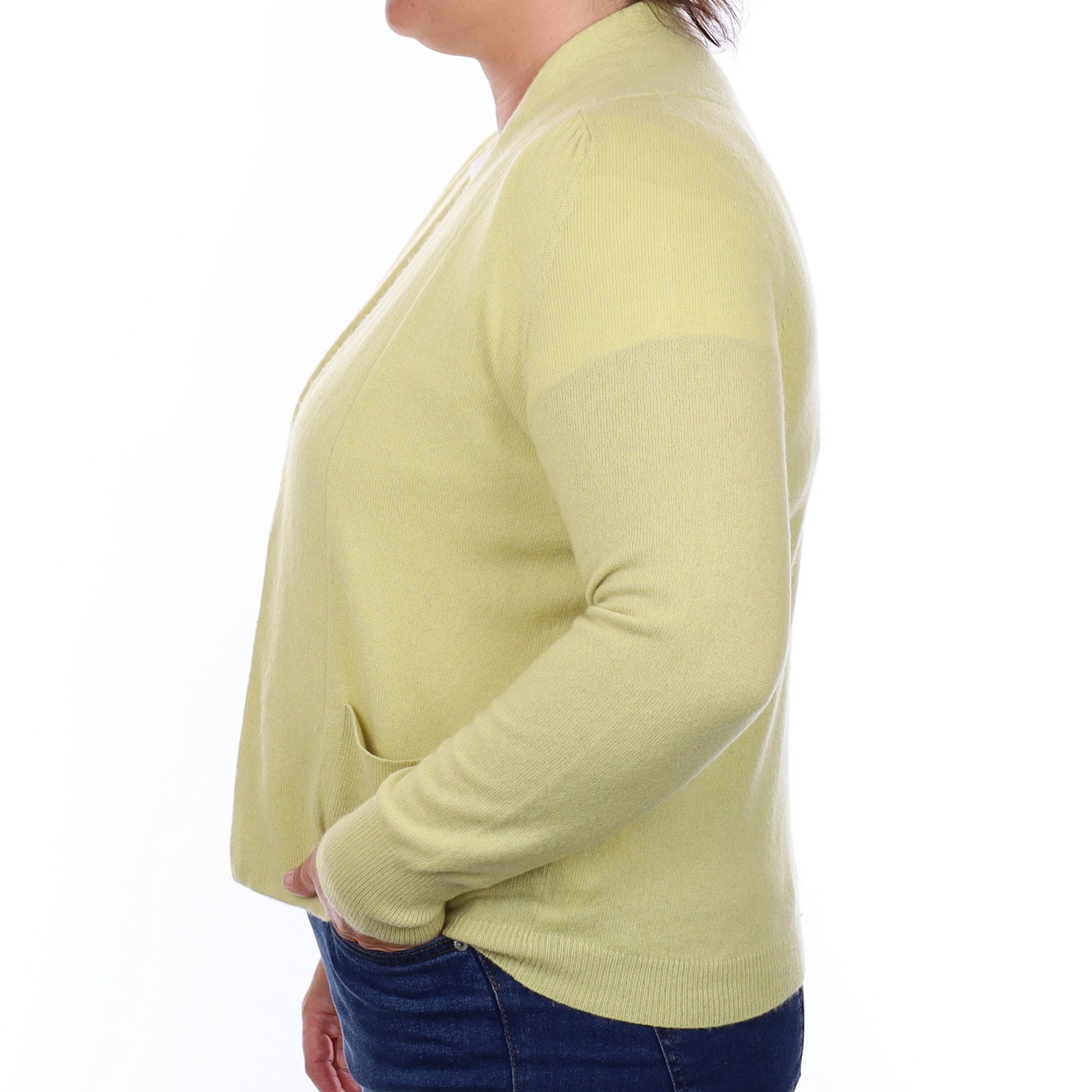 Pistachio Green Edge to Edge Cashmere Cardigan Large