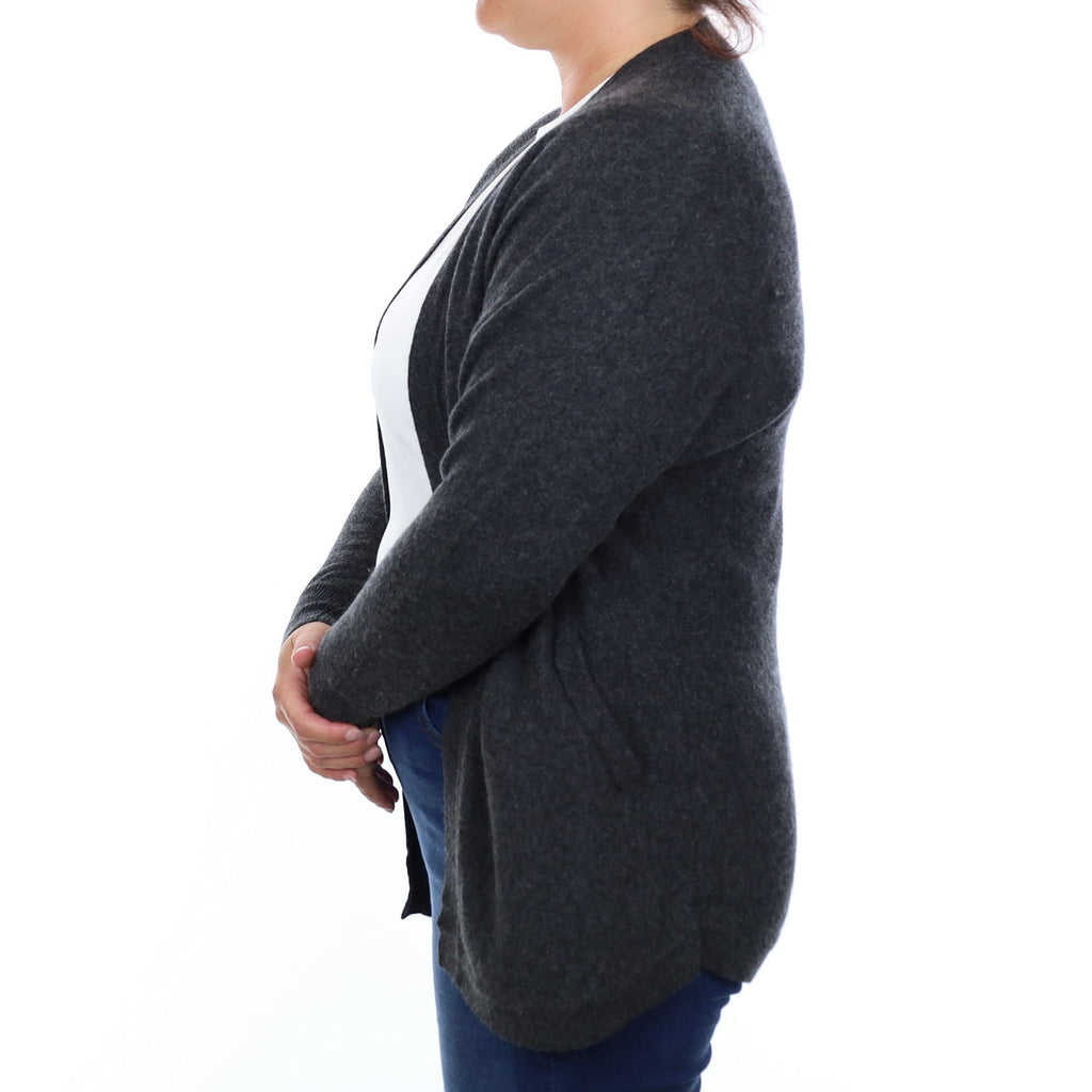 Charcoal Grey Cashmere Edge to Edge Cardigan Large