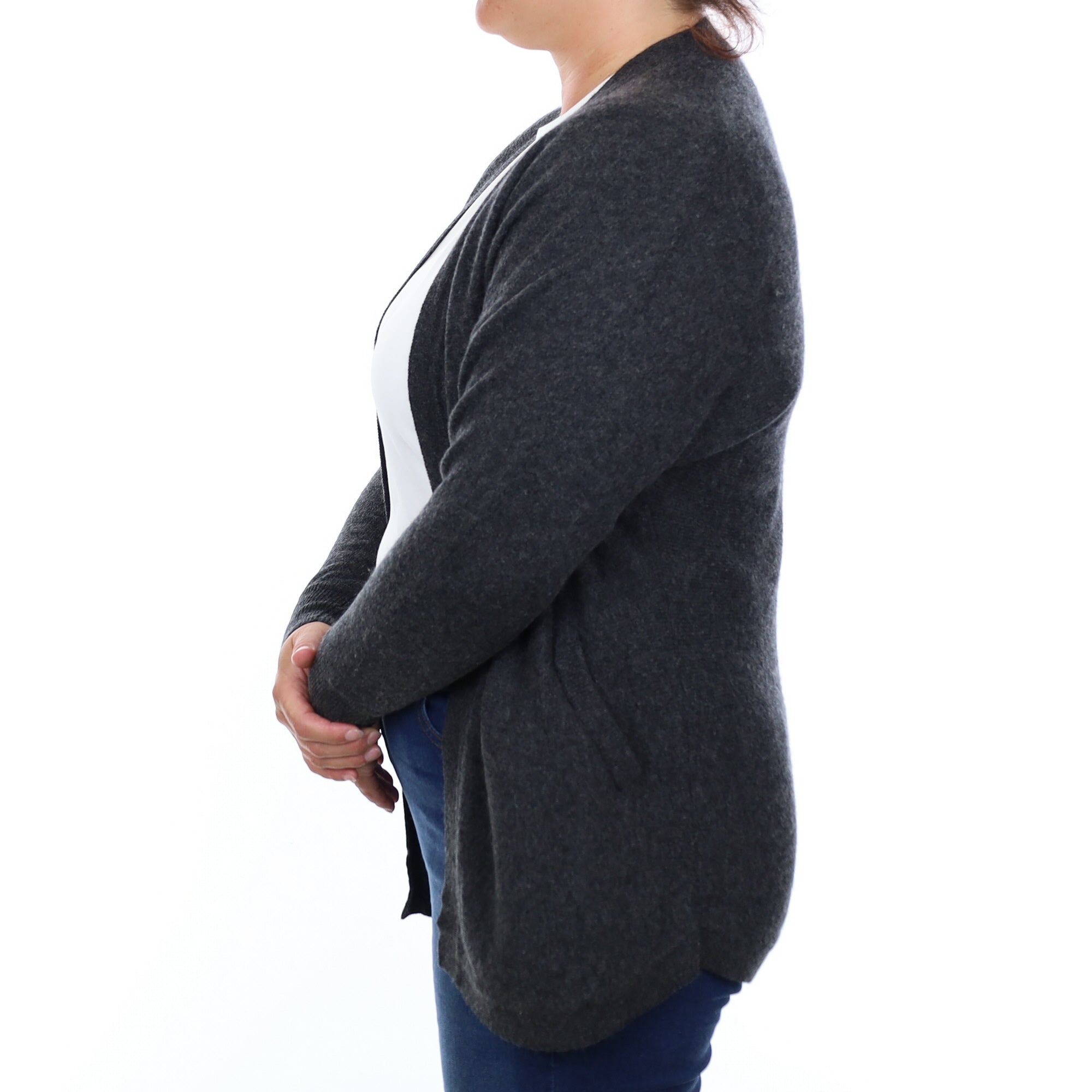 Charcoal Grey Cashmere Edge to Edge Cardigan Large