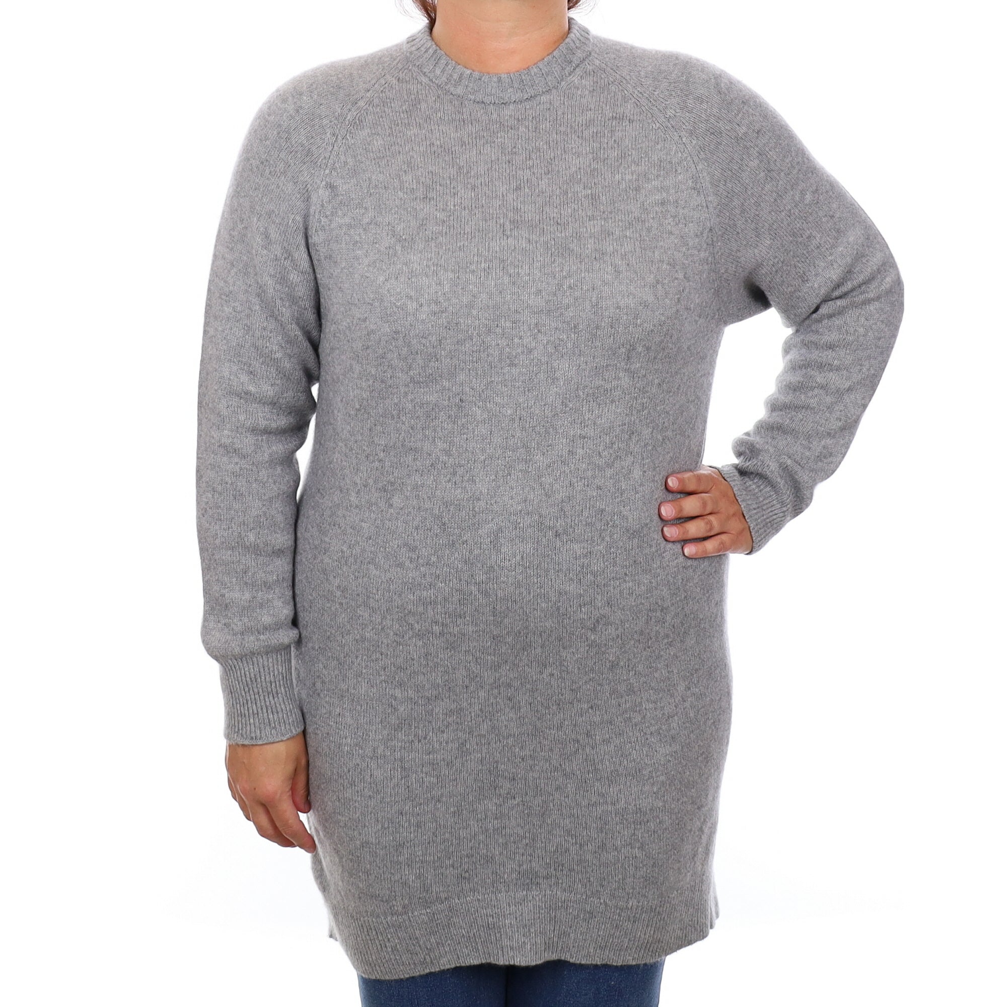 Smoke Grey Cashmere Crew Neck Tunic Large