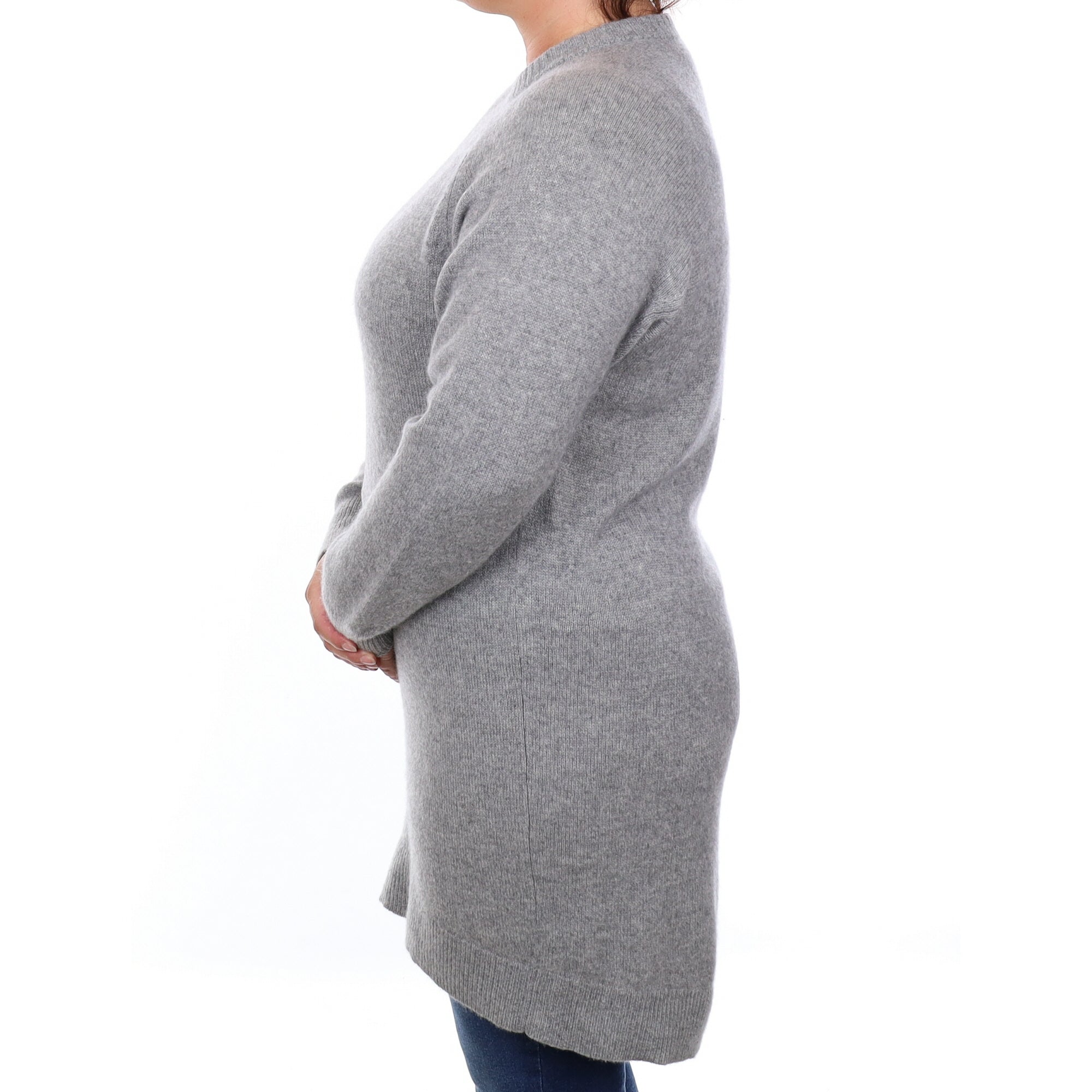 Smoke Grey Cashmere Crew Neck Tunic Large