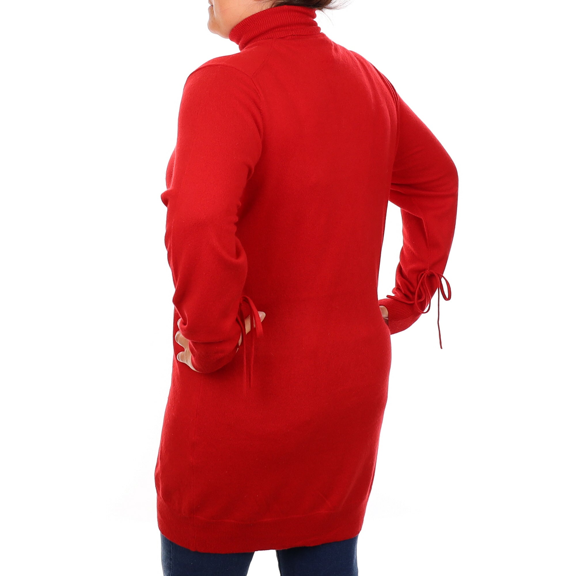 Post Box Red Cashmere Polo Neck Dress Large