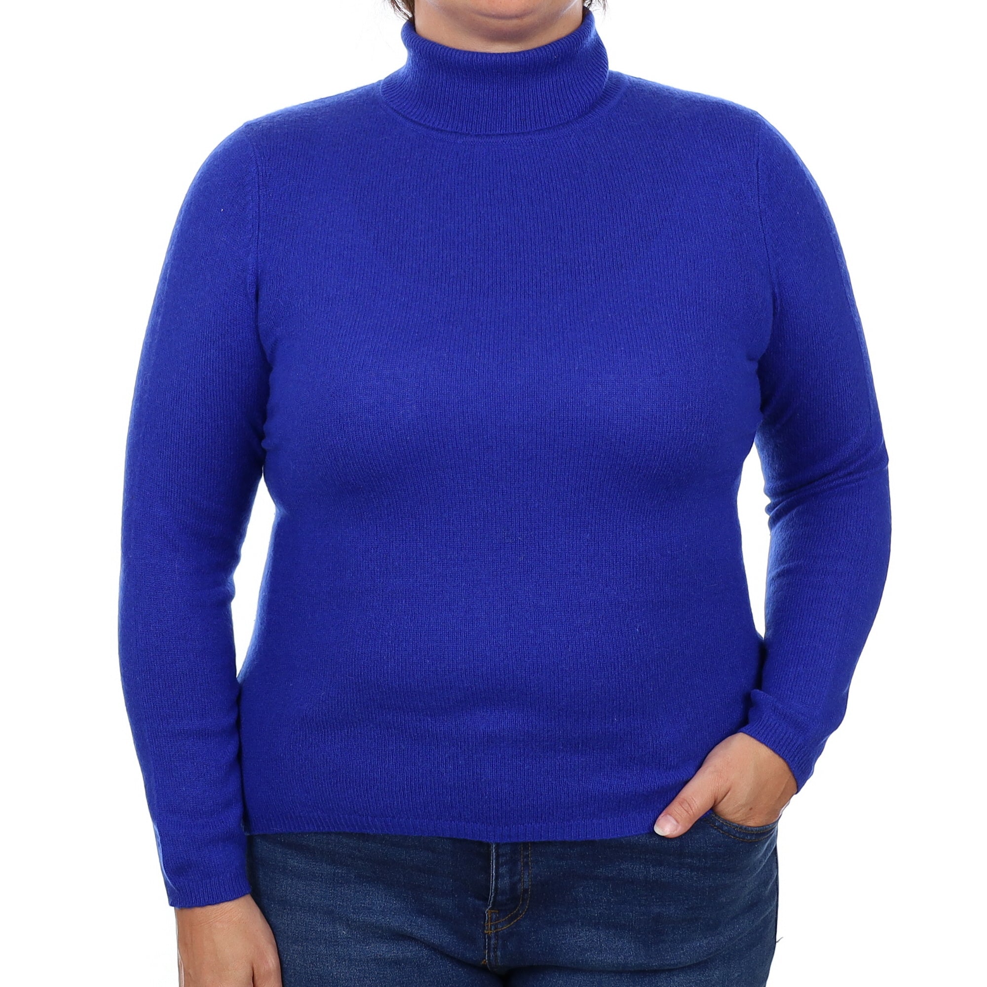 Admiral Blue Cashmere Polo Neck Jumper Large