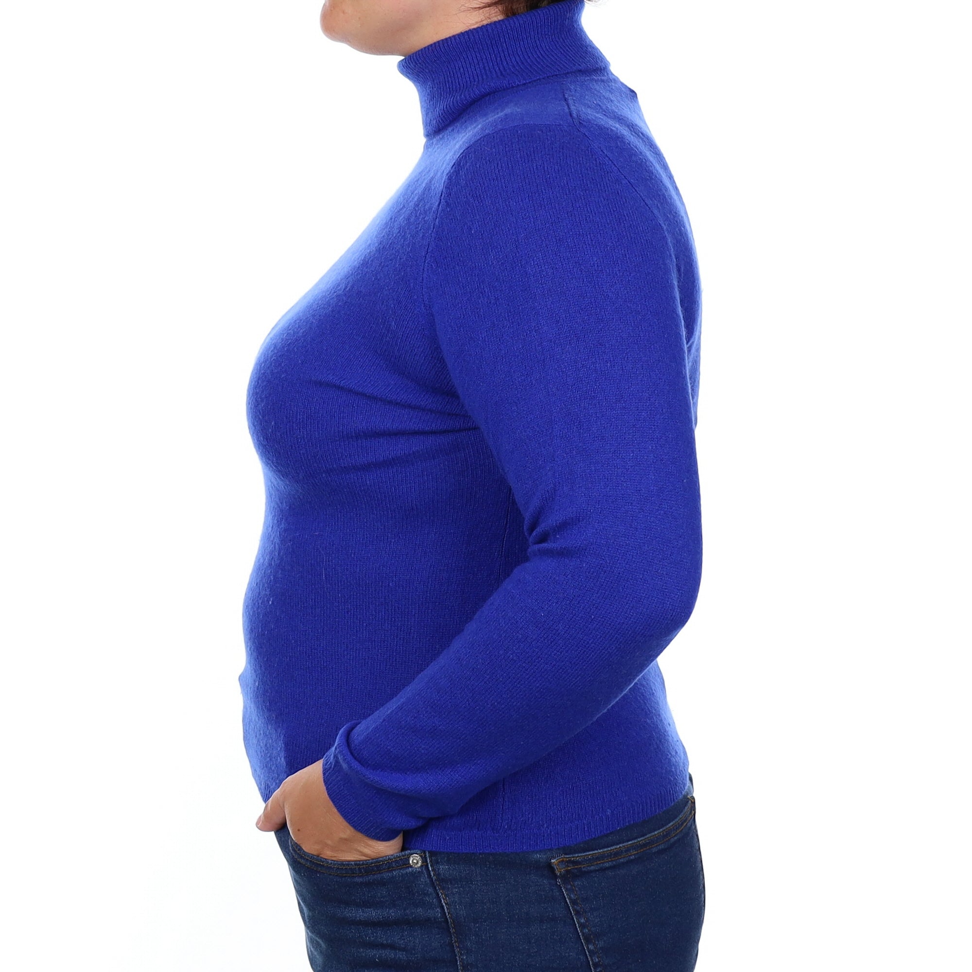 Admiral Blue Cashmere Polo Neck Jumper Large
