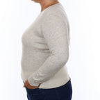 Wrap Mist Grey and Ivory Cashmere Boxy Crew Jumper Large