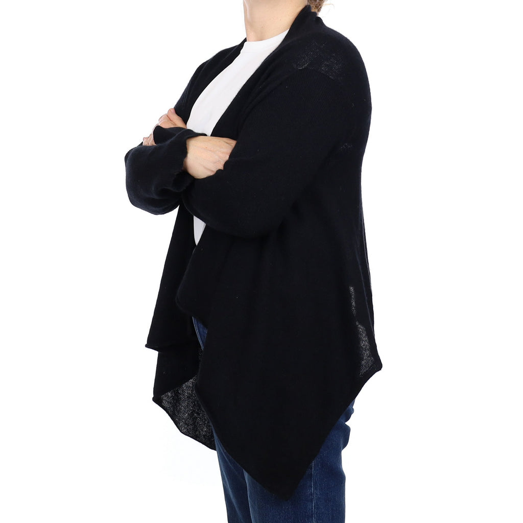 Black Cashmere Waterfall Cardigan Medium