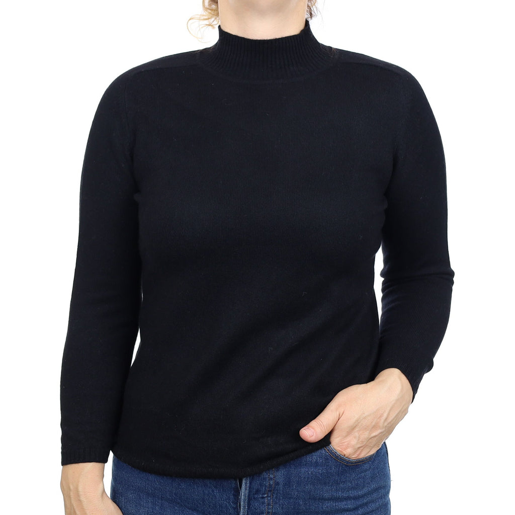 Black Cashmere Turtleneck Jumper Medium