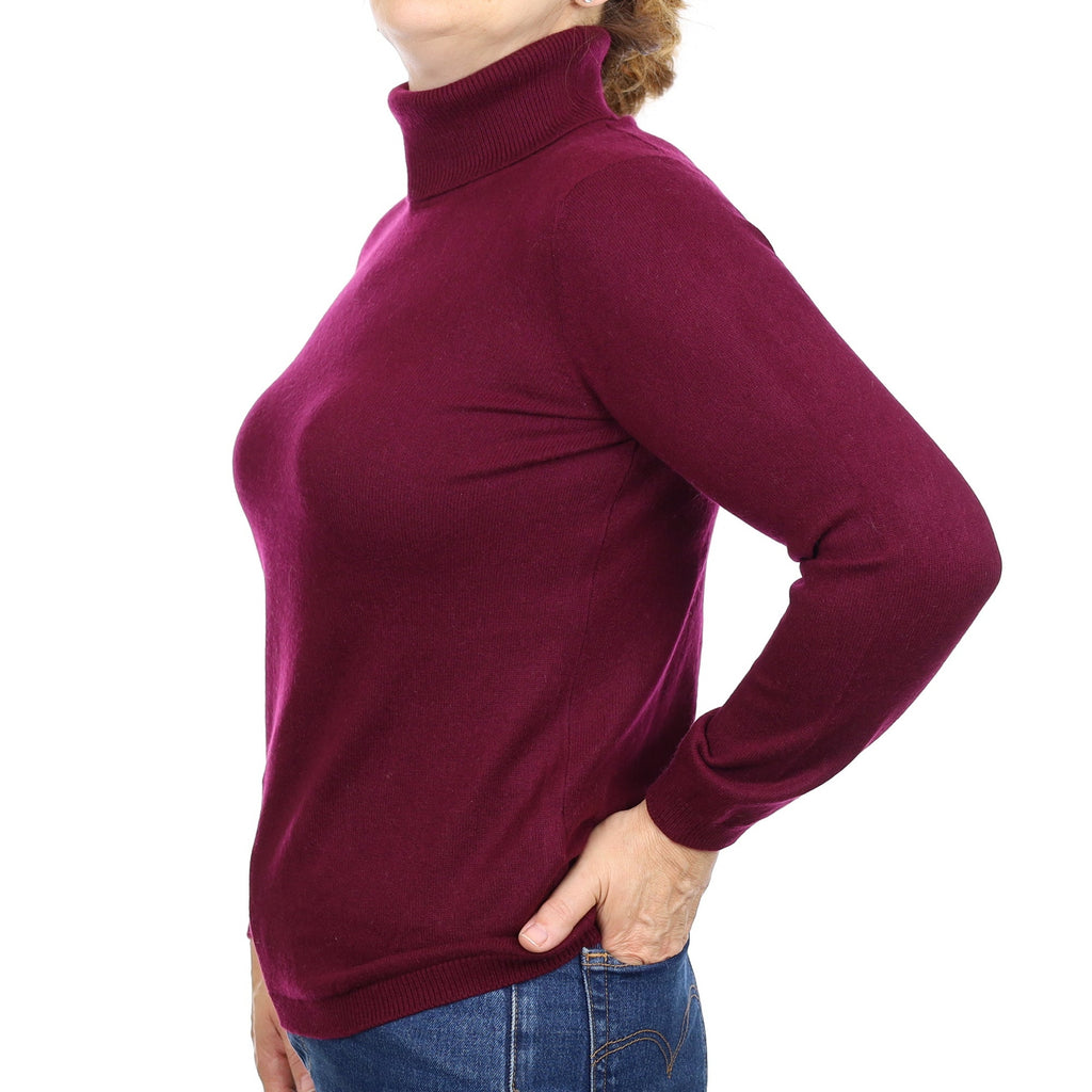 Malow Mulberry Purple Cashmere Polo Neck Jumper Medium