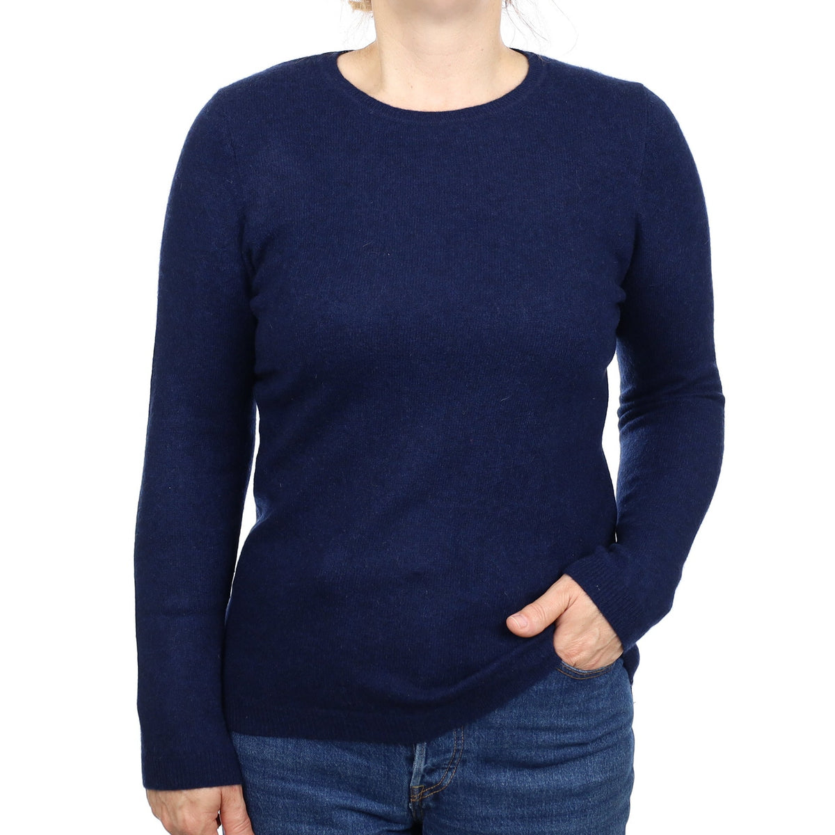 Navy Cashmere Crew Neck Jumper Medium