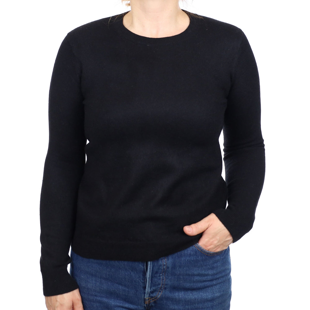 Black Cashmere Crew Neck Jumper Medium