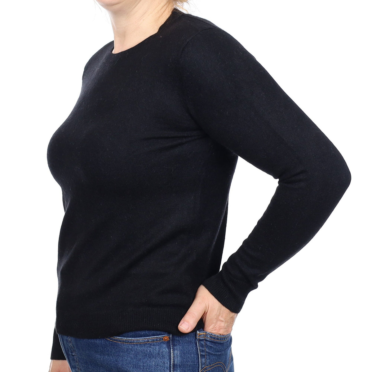 Black Cashmere Crew Neck Jumper Medium