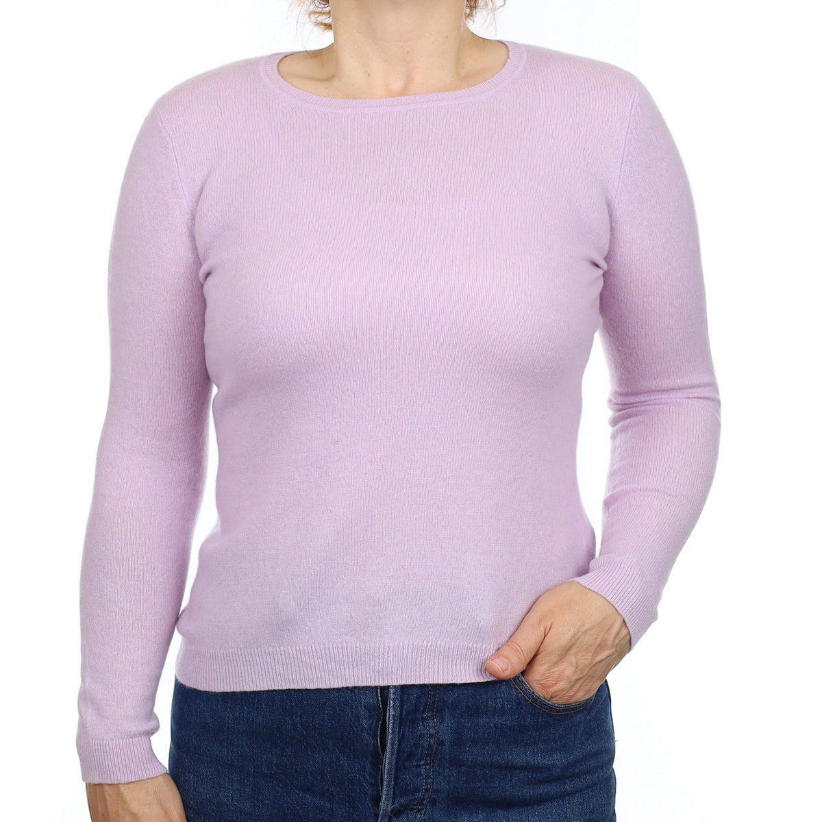 Lavender Purple Cashmere Crew Neck Jumper Medium